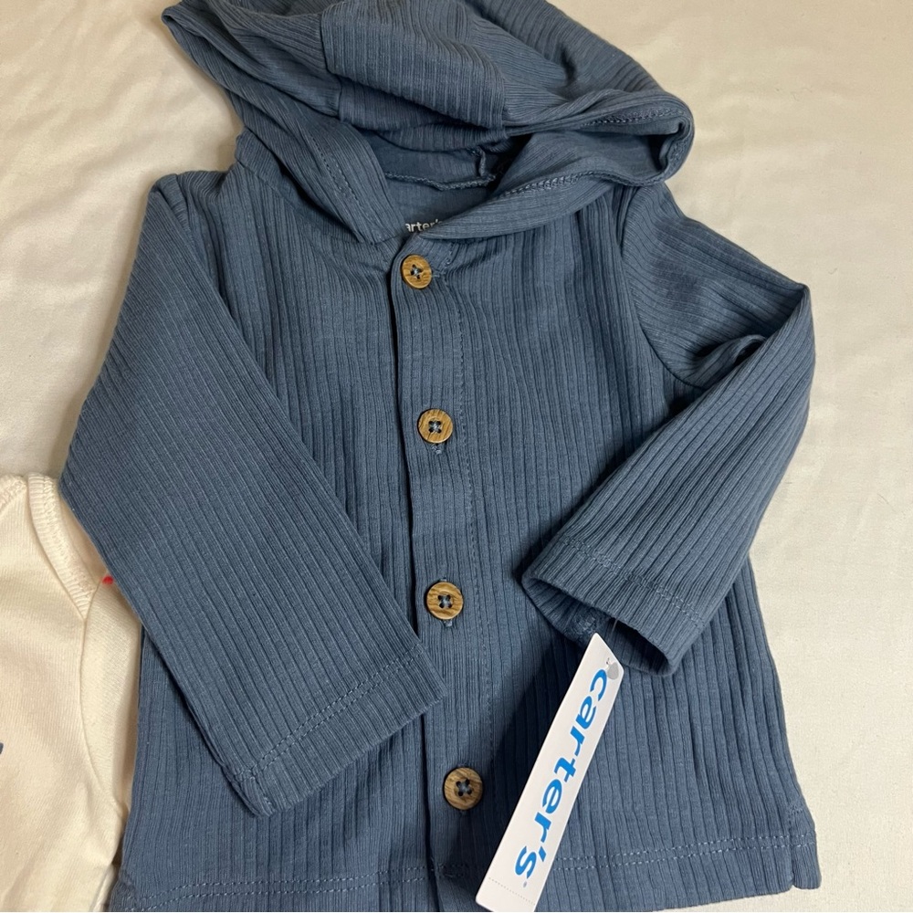 Carter's Blue & Cream Baby Onesie Pj Set - Picture 4 of 5